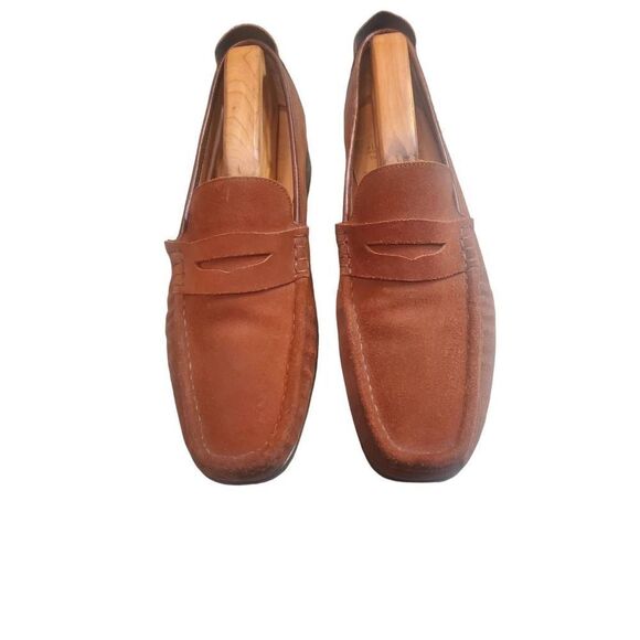 Mens Grenson Hand Sewn Suede Moccasin Penny Loafer Shoes Size 10 US, 43 EU.
